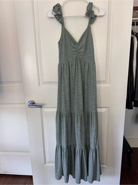 Mikey & Joe Gray Tiered Ruffle Maxi Dress